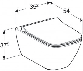 Унітаз підвісний Geberit Smyle Square 35,2х54 см безободковий санфарфор з кришкою білий 500.685.01.1