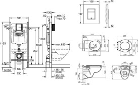 Унитаз подвесной Grohe 35,5х55,5 см с инсталляцией крышкой и кнопкой смыва белый UA38840966A