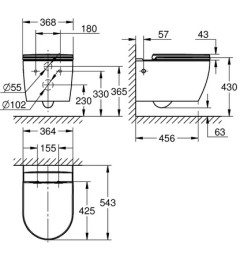 Унитаз подвесной Grohe Bau Ceramic 36,8х54,3 см с крышкой Soft-Close керамика альпин-белый 103860SH00