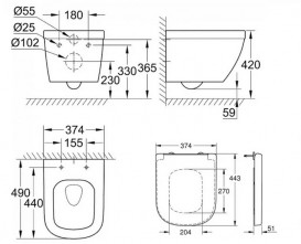 Унітаз підвісний Grohe Euro Ceramic 37,4х49 см із кришкою soft-close кераміка альпін-білий 39693000