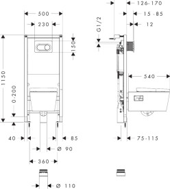 Унитаз подвесной Hansgrohe EluPura Original S 36х54 см со скрытым бачком кнопкой и сиденьем керамика белый 60302000