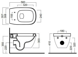 Унитаз подвесной Hatria Abito 56х35,7 см керамика белый 00YXX601