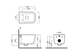 Унітаз підвісний Hatria Bianca 52х36 см санітарна кераміка чорний матовий A1Y3AK02