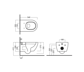 Унітаз підвісний Hatria Fusion 54х35,5 см кераміка білий чорний матовий A1Y1CC02