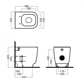 Унитаз напольный Hatria Fusion Q с сидением и крышкой Soft Close  YXZK01 + Y1EY