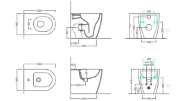 Унитаз подвесной Hatria Futura 53х35,5 см безободковый санитарная керамика цвет цемент A0Y9BA07