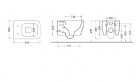 Унитаз подвесной Hidra Faster Kiub Rimless 36,5х54 см санфаянс темно-серый мрамор KIWR20 99 ceppo di gre dark
