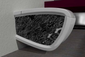 Унітаз підвісний Hidra Hi-Line 38х54,5 см санфаянс чорний матовий мармур HIW10 102 black matt marble