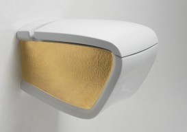 Унитаз подвесной Hidra Hi-Line 38х54,5 см санфаянс белый/золото HIW10 013 bianco/oro