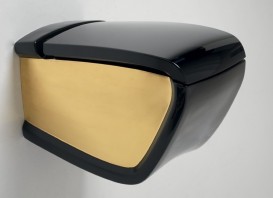 Унитаз подвесной Hidra Hi-Line 38х54,5 см санфаянс черный/золото HIW10 020 nero/oro