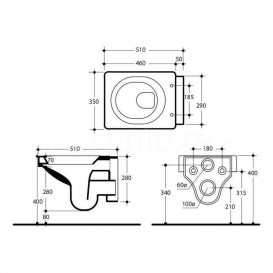Унітаз підвісний прямокутний Kerasan Cento без бачка і сидіння білий 351401