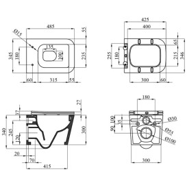 Унітаз підвісний Kroner Eifel KE483429WHIT Tornado 34,5х48,5 см з кришкою Soft-Close фаянс білий CV032966