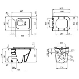 Унитаз подвесной Kroner Eifel KE493436WHIR 34х48,5 см с крышкой Soft-Close фаянс белый CV029610