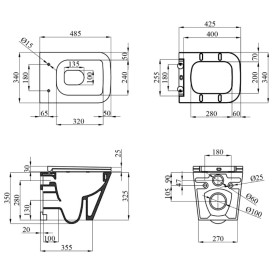 Підвісний унітаз Kroner Eifel WHI493436 Tornado 34х48,5 см з кришкою Soft-Close фаянс білий CV034923