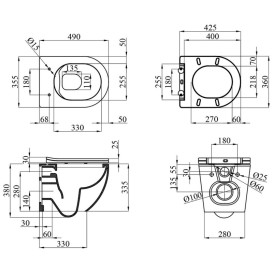 Унітаз підвісний Kroner Harz KH493736WHIR 35,5х49 см із кришкою Soft-Close фаянс білий CV029609