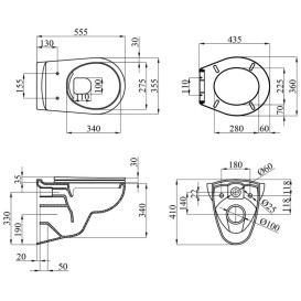 Унитаз подвесной Kroner Oker KO533536WHIR 35,5х55,5 см с крышкой Soft-Close фаянс белый CV033120