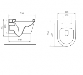 Унітаз підвісний Ponsi Surf Rimless 36,5х53 см кераміка білий глянець BC SUR L VASO 0001