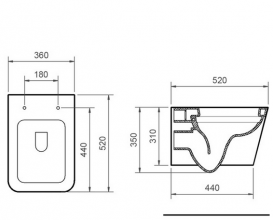 Унитаз подвесной Ponsi Wave Rimless 36х52 см керамика белый глянец BCWAV L VASO 0001