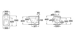 Унітаз підвісний Roca Airos Vortex 35,5х53 см із кришкою soft-close кераміка білий A34HC10000