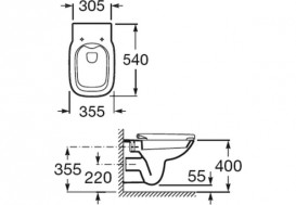 Унитаз подвесной Roca Debba Rimless керамика белый и крышка с функцией Soft Close дюропласт белый A34H99L000