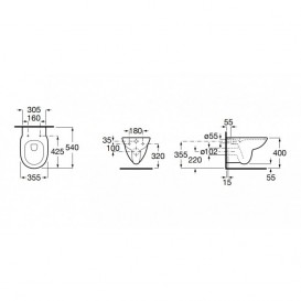 Унитаз подвесной Roca Debba Round Rimless с горизонтальным выпуском керамика белый A346998000