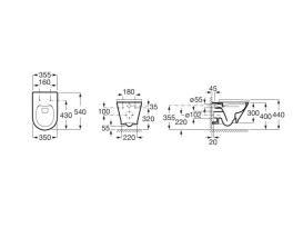 Унитаз подвесной Roca Gap Round Rimless 35,5х54 см с сиденьем Supralit сантехническая керамика белый A34H0N2000