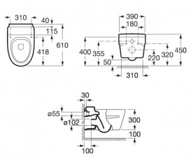 Унитаз подвесной Roca Khroma 39х61 см керамика белый A346657000