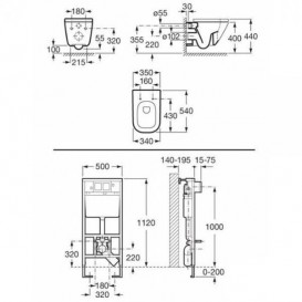 Унитаз подвесной Roca Victoria 52.5х35.5 керамика белый с инсталяцией Roca Duplo A89009000V