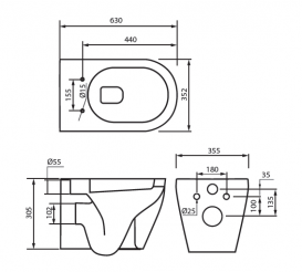 Унітаз підвісний з кришкою Devit Laguna 35.2х63 см безободковый санфаянс білий 3020110