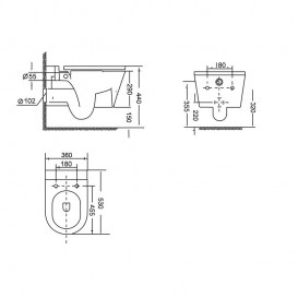 Унітаз підвісний з кришкою Devit Project 2.0 36х53 см безободковий кераміка білий 3220147