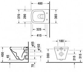 Унитаз подвесной с крышкой Duravit DuraStyle Rimless 37х48 см керамика белый 45710900A1