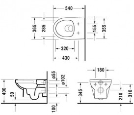 Унитаз подвесной с крышкой Duravit DuraStyle Basic Rimless 36,5х54 см керамика белый 45620900A1