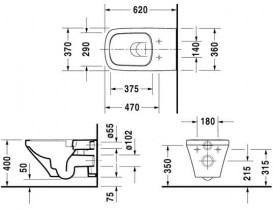 Унитаз подвесной Duravit DuraStyle Basic Rimless 37х62 см керамика белый 2542090000