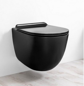 Унитаз подвесной Simas Vignoni Rimless 36,5х56 см фаянс черный матовый VI18/F85