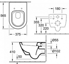 Унитаз подвесной Villeroy&Boch коллекция Subway 2.0 56001001 + Сиденье 9M68S101