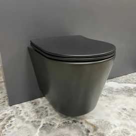 Унітаз підвісний VBI LEVANZO 49х36 см безободковий з кришкою soft-close кераміка чорний матовий VBI-020201