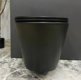 Унітаз підвісний VBI LEVANZO 49х36 см безободковий з кришкою soft-close кераміка чорний матовий VBI-020201