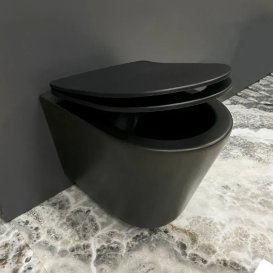 Унітаз підвісний VBI LEVANZO 49х36 см безободковий з кришкою soft-close кераміка чорний матовий VBI-020201
