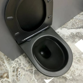 Унітаз підвісний VBI LEVANZO 49х36 см безободковий з кришкою soft-close кераміка чорний матовий VBI-020201