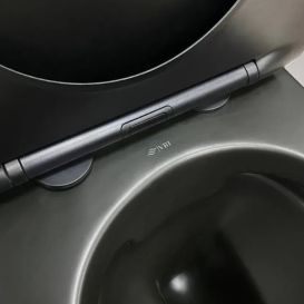 Унітаз підвісний VBI LEVANZO 49х36 см безободковий з кришкою soft-close кераміка чорний матовий VBI-020201