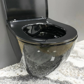 Унитаз подвесной VBI VULCANO 48,5х36 см безободковый с крышкой soft-close керамика черный глянцевый VBI-020414