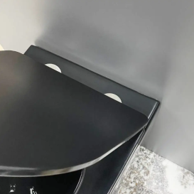 Унитаз подвесной VBI VULCANO 48,5х36 см безободковый с крышкой soft-close керамика черный глянцевый VBI-020414