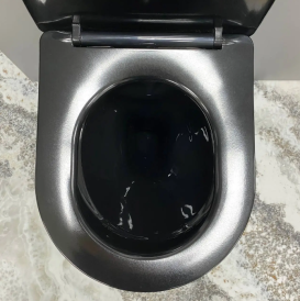 Унитаз подвесной VBI VULCANO 48,5х36 см безободковый с крышкой soft-close керамика черный глянцевый VBI-020414