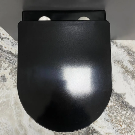 Унитаз подвесной VBI VULCANO 48,5х36 см безободковый с крышкой soft-close керамика черный глянцевый VBI-020414