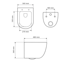 Унитаз подвесной VBI VULCANO 48х36 см безободковый с крышкой soft-close керамика лава VBI-020406