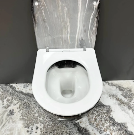 Унітаз підвісний VBI VULCANO 48х36 см безободковий з кришкою soft-close кераміка чорний онікс VBI-020403