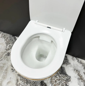 Унитаз подвесной VBI VULCANO 48х36 см безободковый с крышкой soft-close керамика белый/золотой VBI-020402