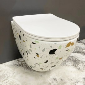 Унітаз підвісний VBI VULCANO 48х36 см безободковий з кришкою soft-close кераміка терраццо VBI-020409