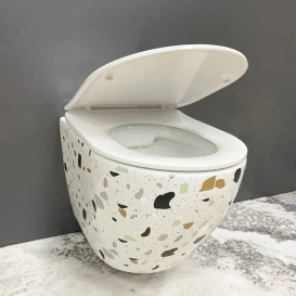 Унітаз підвісний VBI VULCANO 48х36 см безободковий з кришкою soft-close кераміка терраццо VBI-020409