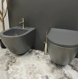 Унитаз подвесной VBI VULCANO 49х36,5 см безободковый с крышкой soft-close керамика серый матовый VBI-020410